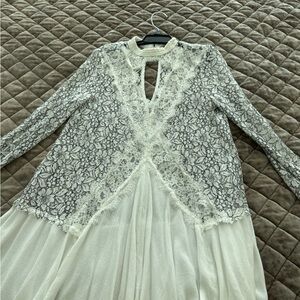 Free People Ivory Lace Long Sleeve Dress